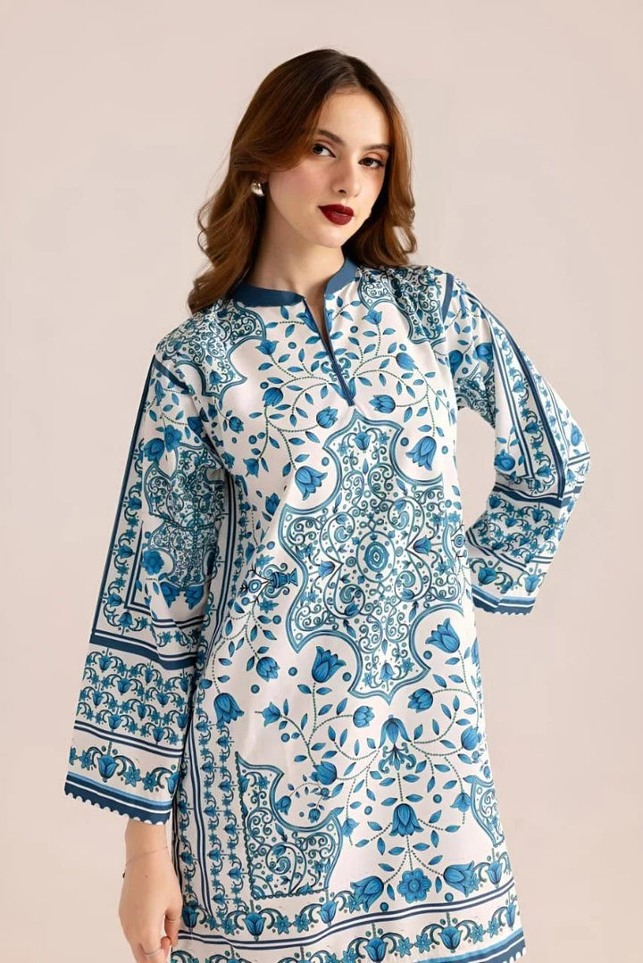 2 Pcs - Stitched Shirt And Trouser Set - Printed Grip Silk