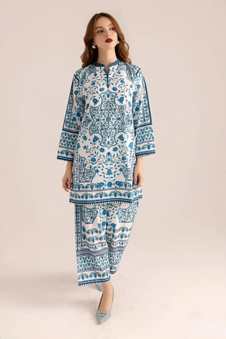 2 Pcs - Stitched Shirt And Trouser Set - Printed Grip Silk