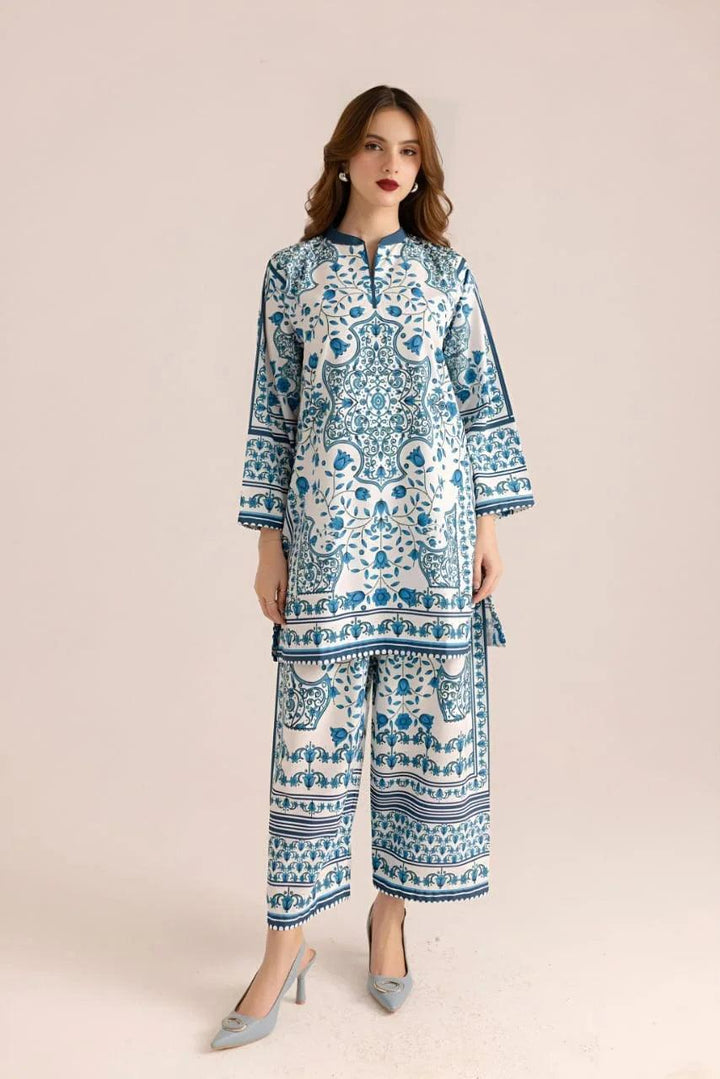 2 Pcs - Stitched Shirt And Trouser Set - Printed Grip Silk