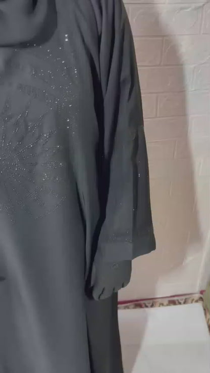 Traditional black sitara work abaya