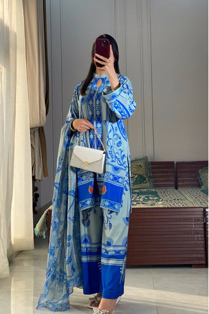 3PC Printed Cambric Suit