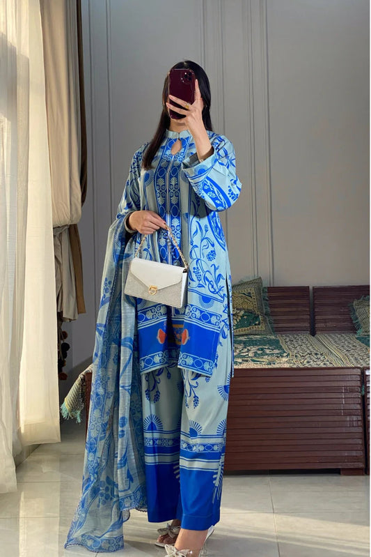 3PC Printed Cambric Suit